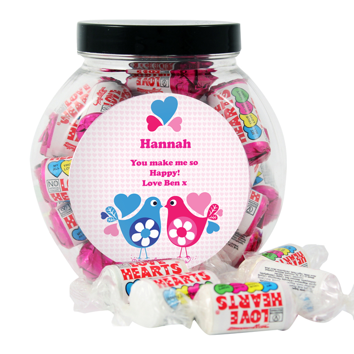 Love Hearts Birds Sweet Jar